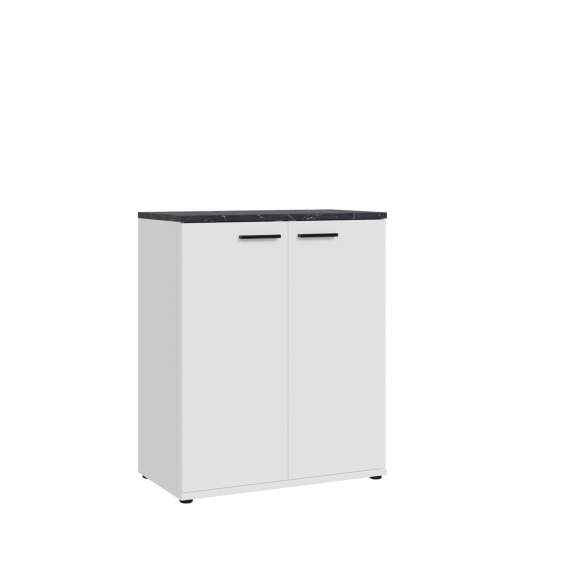 Skjenk Saltwater 80x96 cm - hvit matt - marmor - hvit høyglans