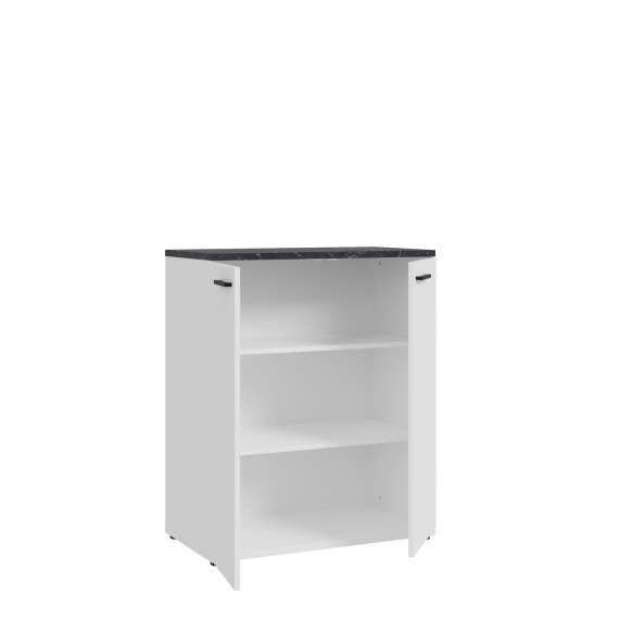 Skjenk Saltwater 80x96 cm - hvit matt - marmor - hvit høyglans