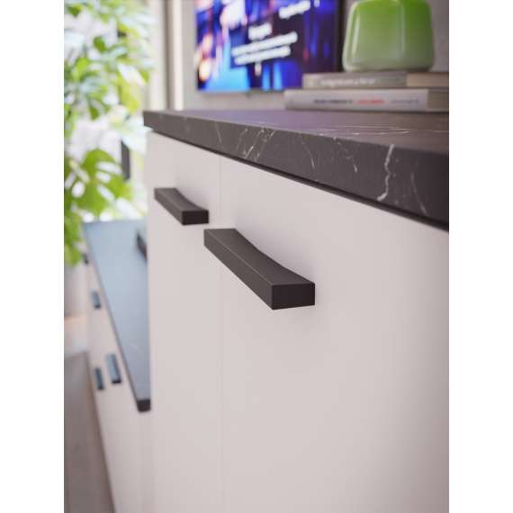 Skjenk Saltwater 80x96 cm - hvit matt - marmor - hvit høyglans