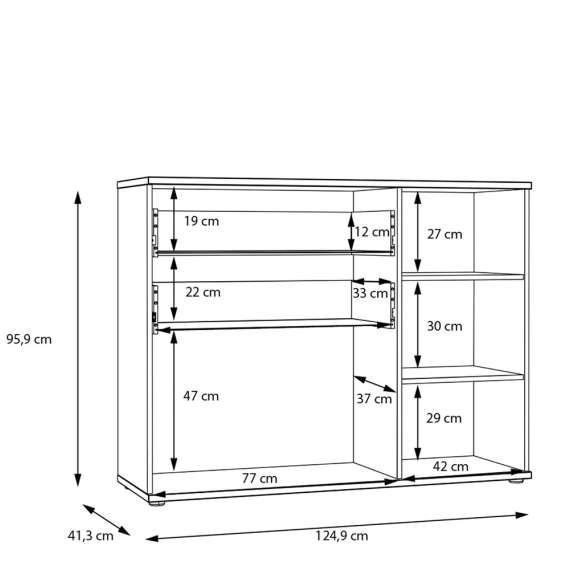 Skjenk Saltwater 125x96 cm - hvit matt - marmor - hvit høyglans
