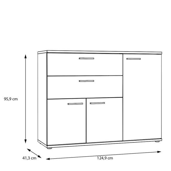 Skjenk Saltwater 125x96 cm - hvit matt - marmor - hvit høyglans