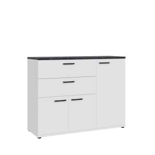 Skjenk Saltwater 125x96 cm - hvit matt - marmor - hvit høyglans