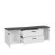 Tv-benk Saltwater 170x51 cm - hvit matt - marmor - hvit høyglans