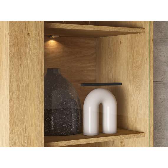 Vitrineskap Modesto - 60x196 cm - eik stille - svart matt - 1 dør