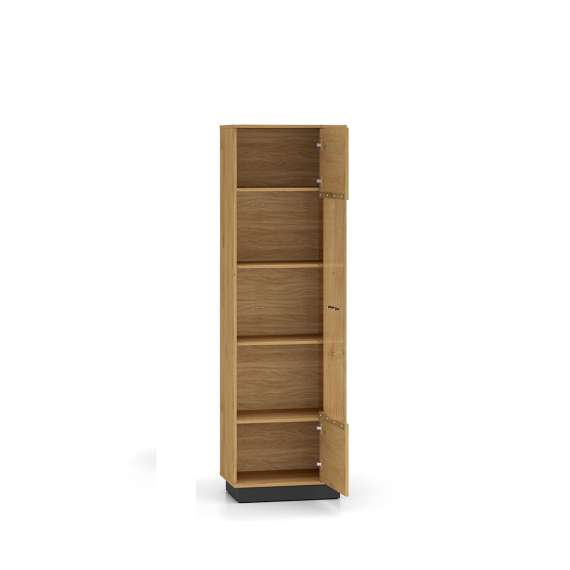 Vitrineskap Modesto - 60x196 cm - eik stille - svart matt - 1 dør