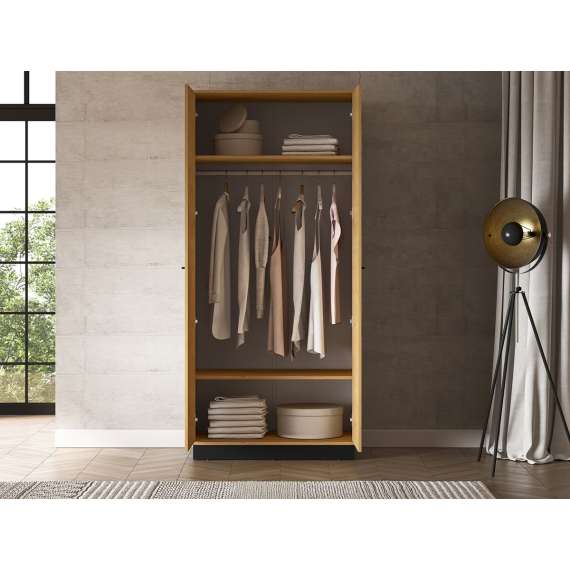 Garderobeskap Modesto - 92x196 cm - eik stille - svart matt - 1 dør