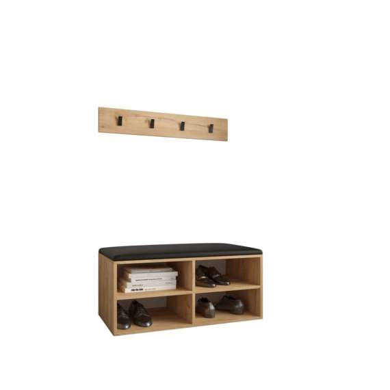 Skobenk med knaggrekke Miro 84x40 cm - eik craft gold