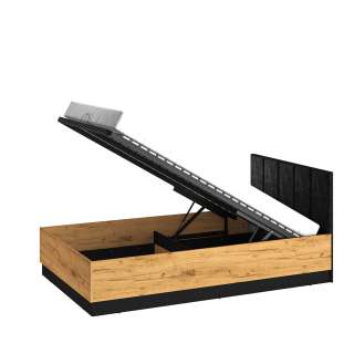 Seng Colt 120x200 cm - eik craft gold - svart matt - oppbevaringsplass