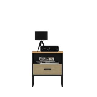 Nattbord Colt 45x50 cm - eik craft gold - svart matt - steel