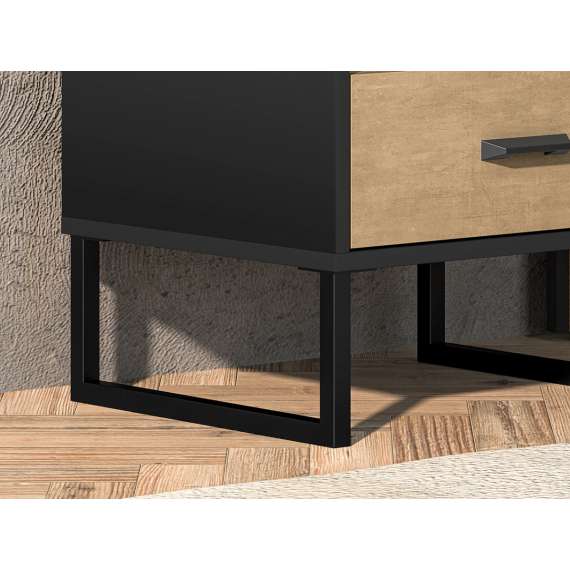 Nattbord Colt 45x50 cm - eik craft gold - svart matt - steel