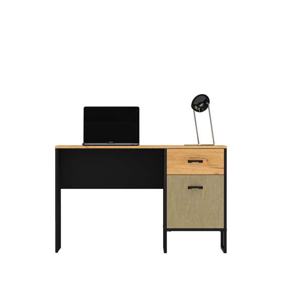 Skrivebord Colt 120x75 cm - eik craft gold - svart matt - steel