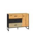 Kommode Colt 120x90 cm - eik craft gold - svart matt - steel