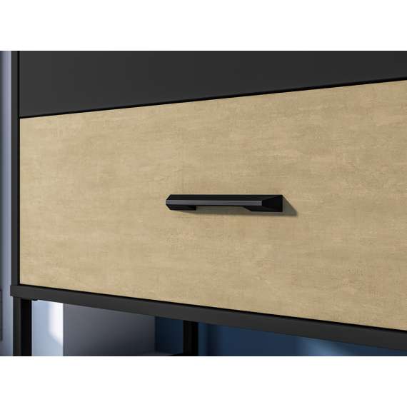 Kommode Colt 120x90 cm - eik craft gold - svart matt - steel
