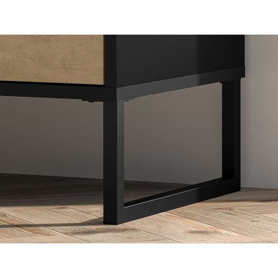 Kommode Colt 92x90 cm - eik craft gold - svart matt - steel