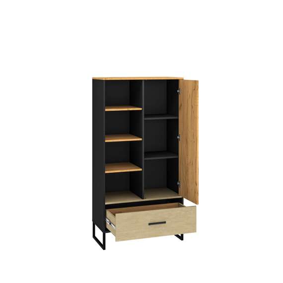 Reol Colt 80x157 cm - eik craft gold - svart matt - steel