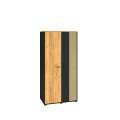 Garderobeskap Colt 92x190 cm - eik craft gold - svart matt - steel