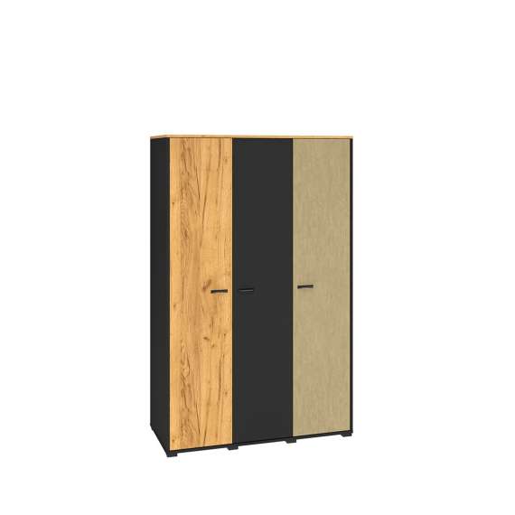 Garderobeskap Colt 120x190 cm - eik craft gold - svart matt - steel