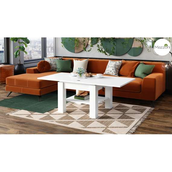 Sofabord CLEO - 75-150x75 cm - hvit matt - hev/senk