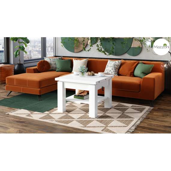 Sofabord CLEO - 75-150x75 cm - hvit matt - hev/senk