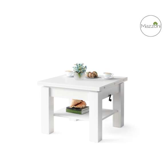 Sofabord CLEO - 75-150x75 cm - hvit matt - hev/senk