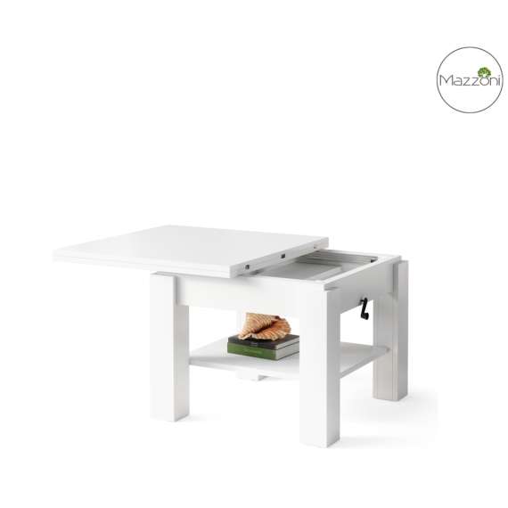 Sofabord CLEO - 75-150x75 cm - hvit matt - hev/senk