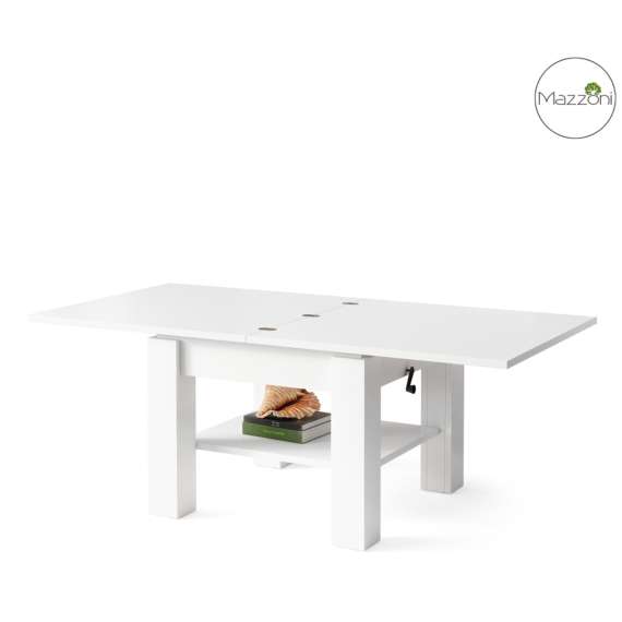 Sofabord CLEO - 75-150x75 cm - hvit matt - hev/senk