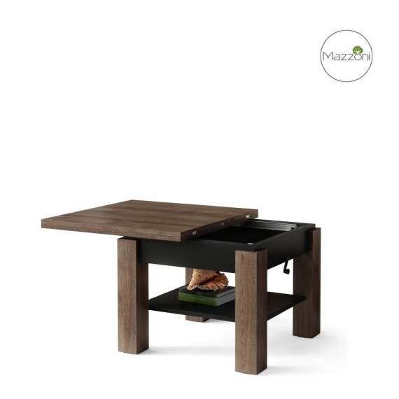 Sofabord CLEO - 75-150x75 cm - eik brun - svart matt - hev/senk