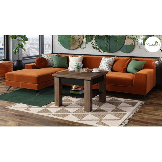 Sofabord CLEO - 75-150x75 cm - eik brun - svart matt - hev/senk