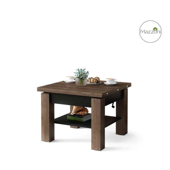 Sofabord CLEO - 75-150x75 cm - eik brun - svart matt - hev/senk