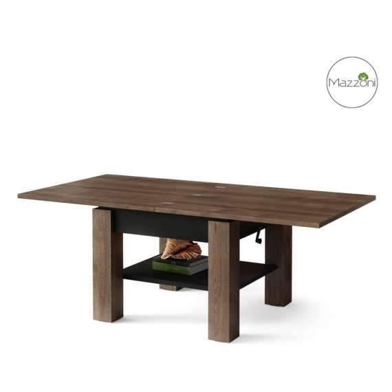 Sofabord CLEO - 75-150x75 cm - eik brun - svart matt - hev/senk