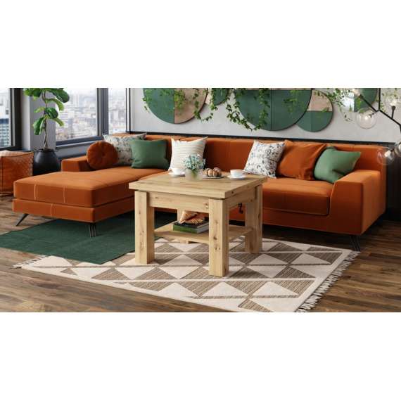 Sofabord CLEO - 75-150x75 cm - eik artisan - hev/senk