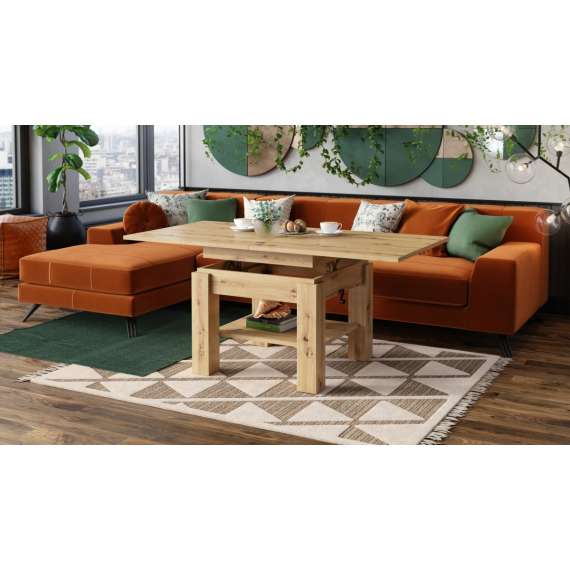 Sofabord CLEO - 75-150x75 cm - eik artisan - hev/senk