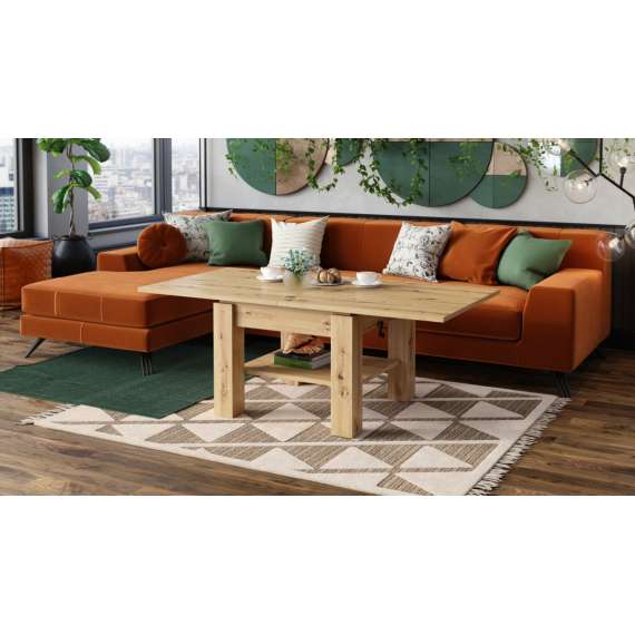 Sofabord CLEO - 75-150x75 cm - eik artisan - hev/senk