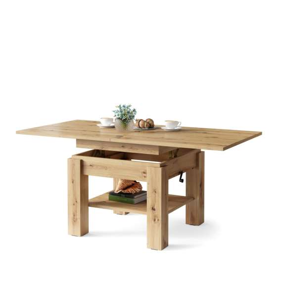 Sofabord CLEO - 75-150x75 cm - eik artisan - hev/senk