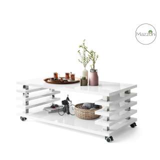 Sofabord PORTO - 120x60 cm - hvit høyglans - spiler