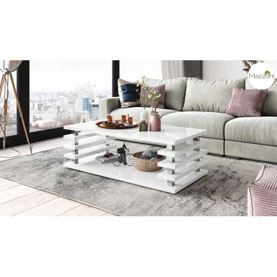 Sofabord PORTO - 120x60 cm - hvit høyglans - spiler