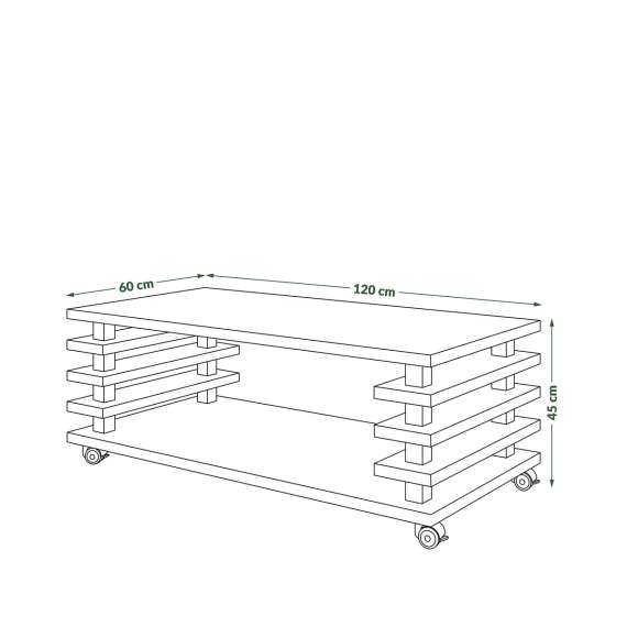 Sofabord PORTO - 120x60 cm - eik sonoma - spiler
