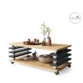 Sofabord PORTO - 120x60 cm - eik artisan - antrasitt - spiler
