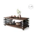 Sofabord PORTO - 120x60 cm - eik brun - svart høyglans spiler