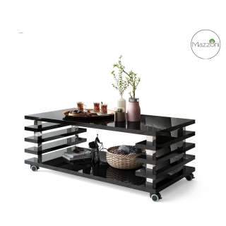 Sofabord PORTO - 120x60 cm - svart høyglans -  spiler