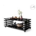 Sofabord PORTO - 120x60 cm - svart høyglans -  spiler