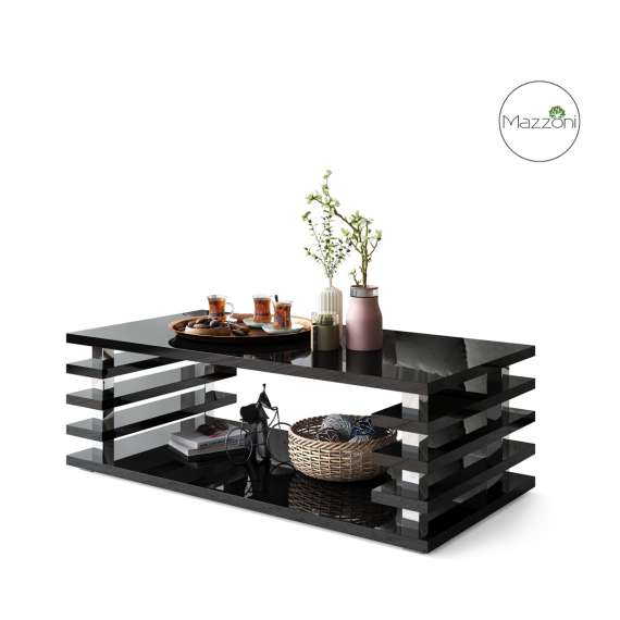 Sofabord PORTO - 120x60 cm - svart høyglans -  spiler