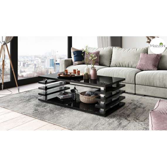 Sofabord PORTO - 120x60 cm - svart høyglans -  spiler