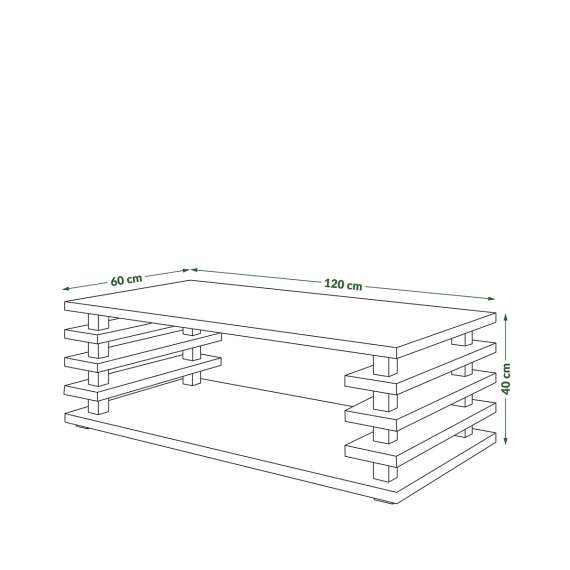 Sofabord PORTO - 120x60 cm - svart høyglans -  spiler