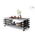Sofabord PORTO - 120x60 cm - betong - svart høyglans spiler
