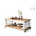 Sofabord PORTO - 120x60 cm - eik craft gold - hvit høyglans spiler
