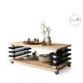 Sofabord PORTO - 120x60 cm - eik craft gold - svart høyglans spiler