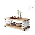 Sofabord PORTO - 120x60 cm - eik wotan - hvit høyglans spiler