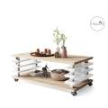 Sofabord PORTO - 120x60 cm - eik sonoma - hvit høyglans spiler