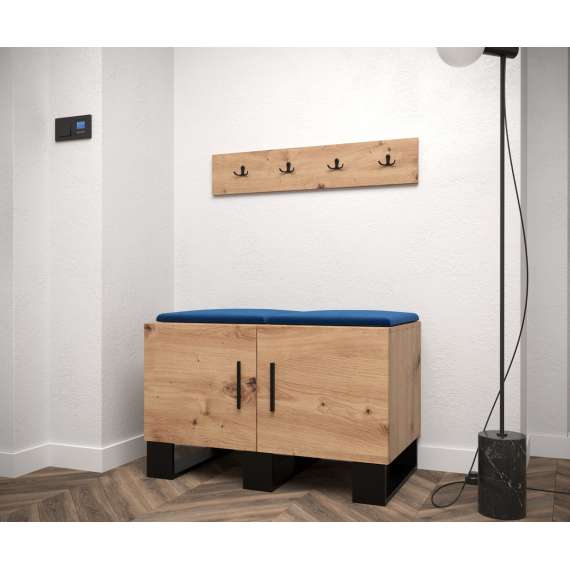 Skobenk med knaggrekke ARTIN 84x52 cm - eik artisan